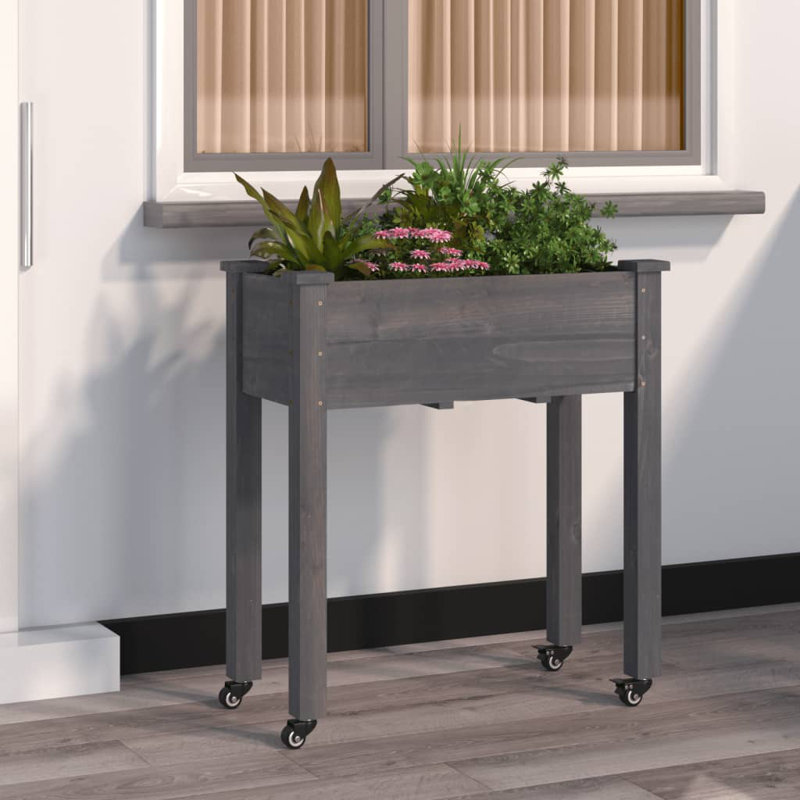 Tarri Wood Planter Box, 80cm H x 71cm W x 37cm D, Grey