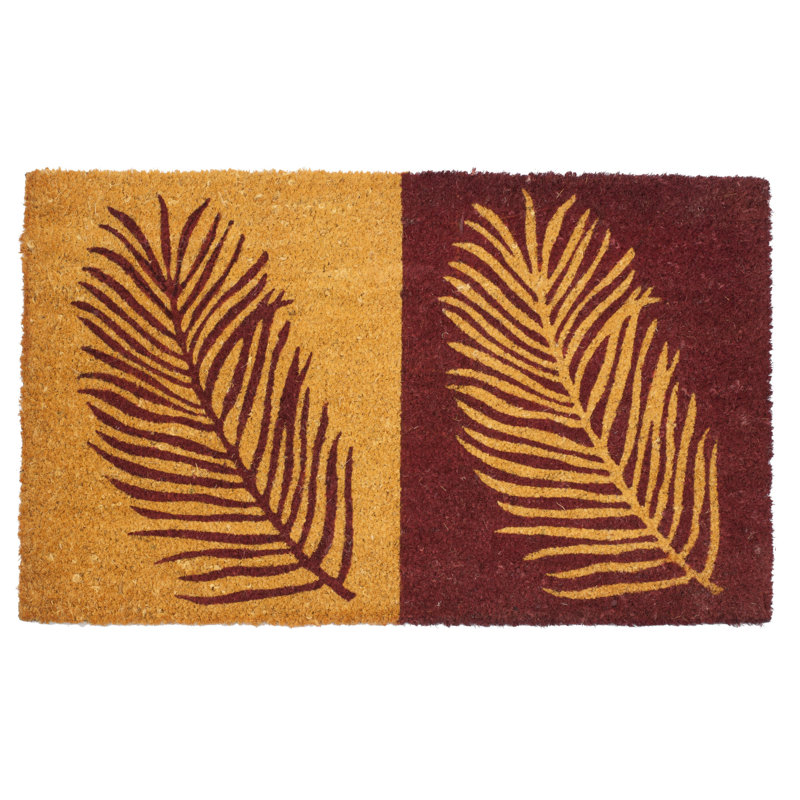 Tapis de porte d’extérieur antidérapant 30" x 18" à feuilles de plumes en pvc Wellesley