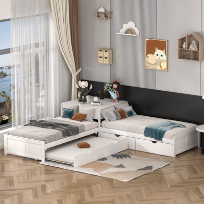Demeo Twin L-shaped Platform Storage Bed by Isabelle & Max