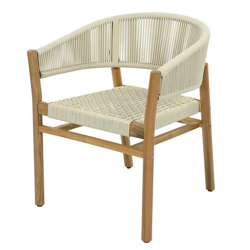 Ensemble de chaises d'appoint d'extérieur 2, Teck / beige