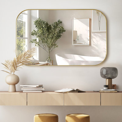 Trielle Rectangular Aluminum Framed Modern Bathroom Wall Mirror