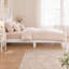 Cadre de lit plateforme en bois grand format, lit plateforme de style rétro avec support en lattes de bois, blanc-133452853-133452855