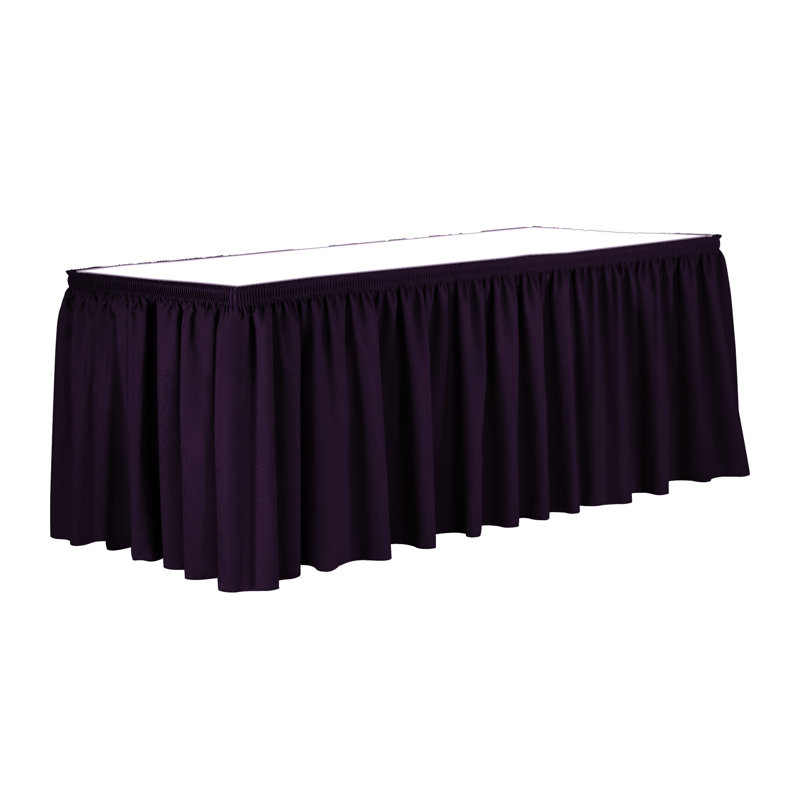 Ultimate Textile 7 Ft. Shirred Pleat Polyester Table Skirt - 42" Bar Height, Cobalt Blue, Aubergine, 29" L x 84" D