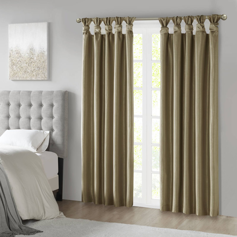 Panneau de rideau simple occultant en velours torsadé avec passe-partout Karlita, Bronze, l 50 po x L 95 po