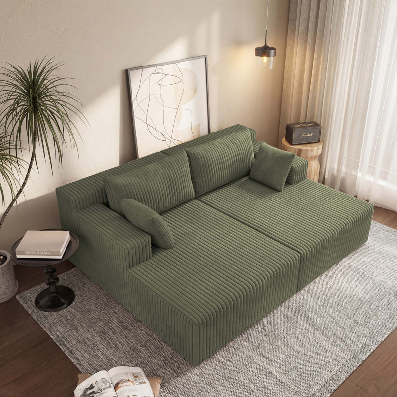 Canapé modulaire avec méridienne en forme de nuage, canapé modulaire moderne avec assise profonde, rembourré pour le salon et la chambre à coucher, aucun assemblage requis (tissu en velours côtelé moelleux)