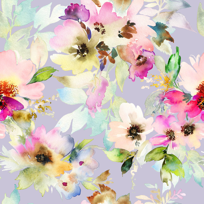 «Adaleia Watercolor Flowers On Canvas» par Karma15381, impression, H 36 po x l 36 po