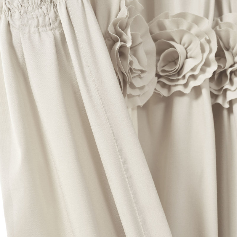 Neutral Beige Polyester Sheer Rod Pocket Window Panel