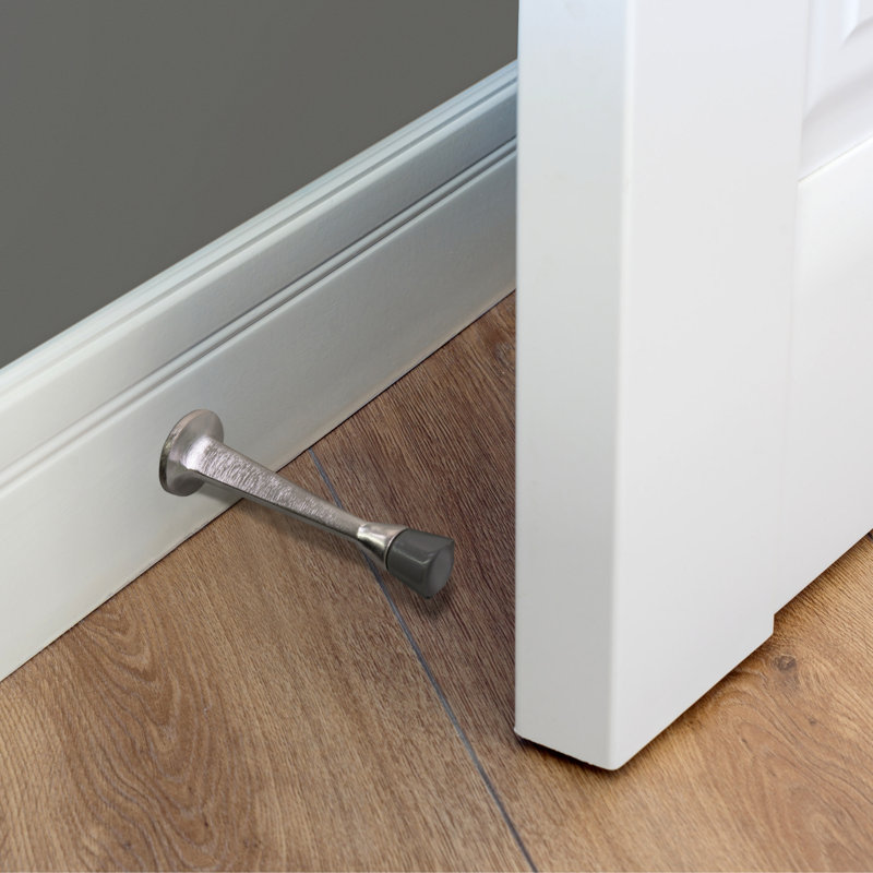 Rigid Cast Door Steel Baseboard Stop, Satin Nickel, 20