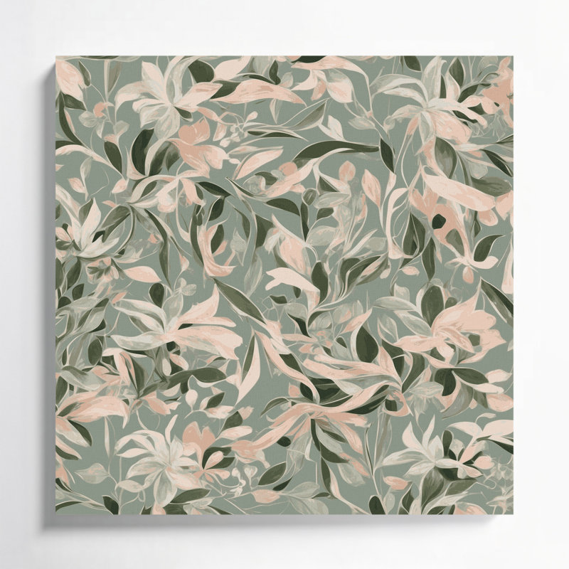 "Abstract Florals" 58, art mural sur toile brune, H 16 po x l 16 po
