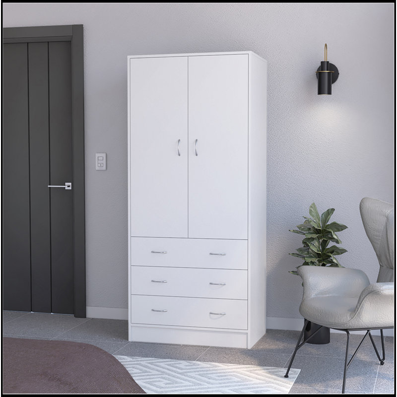 Armoire Ramey, chambre à coucher, blanc, Blanc