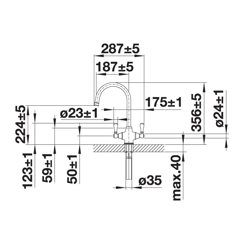 Vicus Twin Lever Monobloc Tap, Chrome