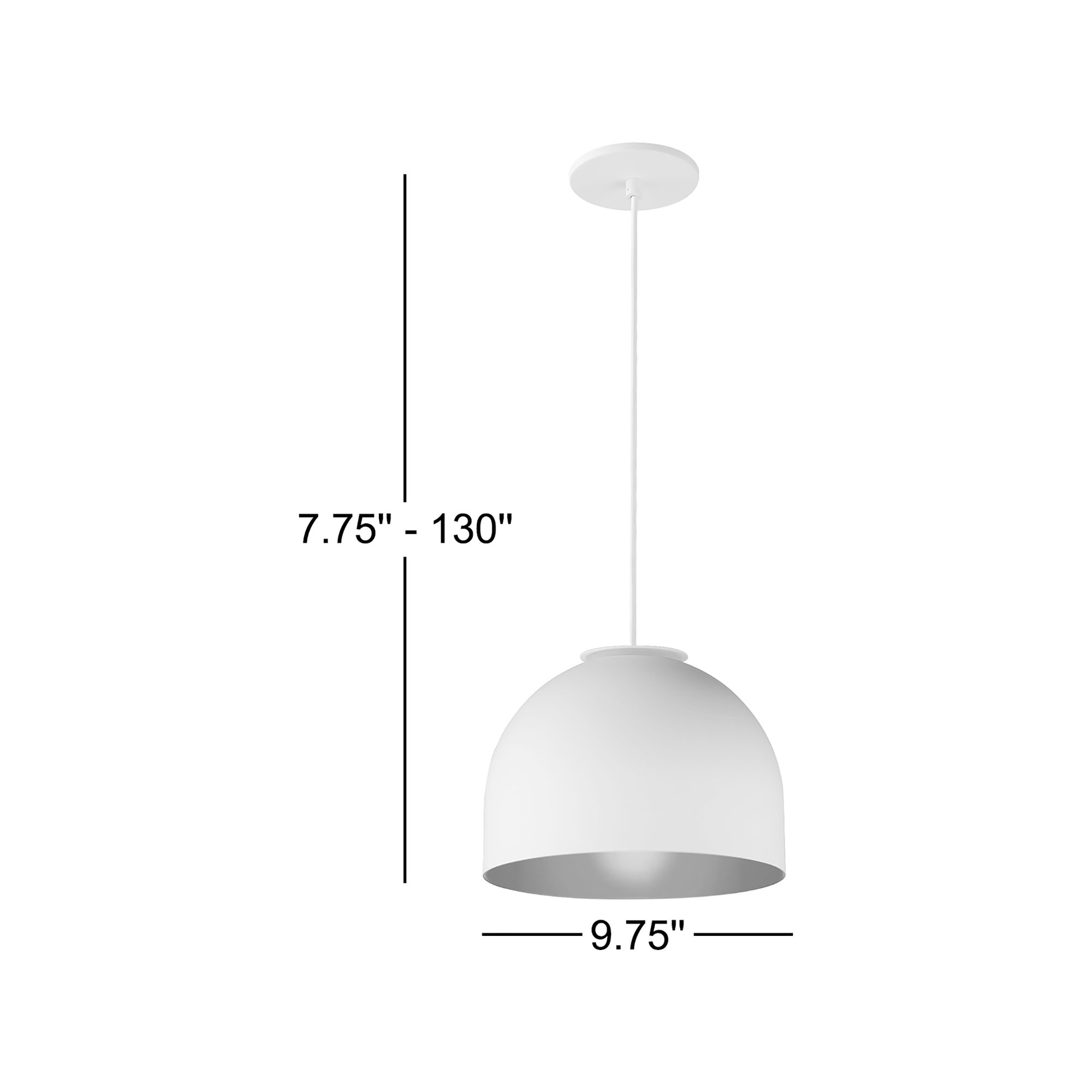 Mabeth Single Light Aluminum Dimmable Pendant, Gold/White, Gold/White