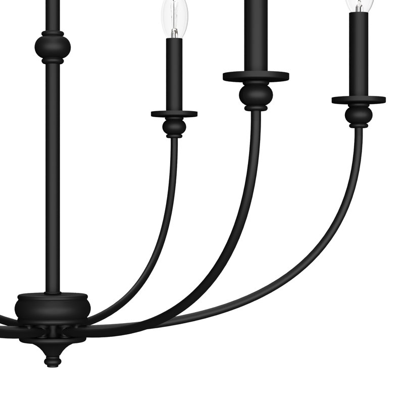 Plafonnier lustre 6 lumières Hunter Southcrest, Noir mat mat