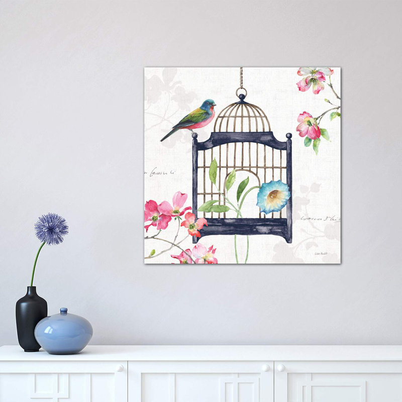 Dogwood Garden V Navy by Lisa Audit - Wrapped Canvas Print, 45.72 cm H x 45.72 cm W x 1.91 cm D