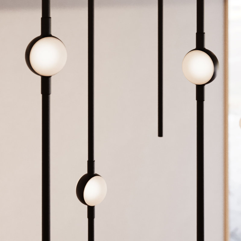 Constellation - Aries 12" Round LED Pendant - Satin Nickel Fixture - White Optical Acrylic Shade - 3000K - 120" Cable, 3000K