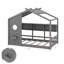 Structure de lit maison avec tablettes de rangement et toit-117445383-117445384