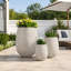 Ensemble de jardinières d'extérieur légères en forme d'œuf, en oxyde de magnésium, avec trous de drainage, pour la décoration de jardin et de terrasse.-778672481