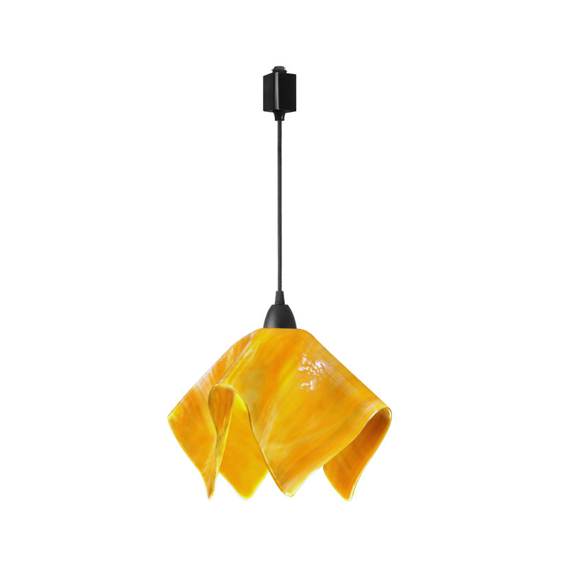 Luminaire suspendu 1 lumières flamme Dale, Grand, Noir, Ambre jaune