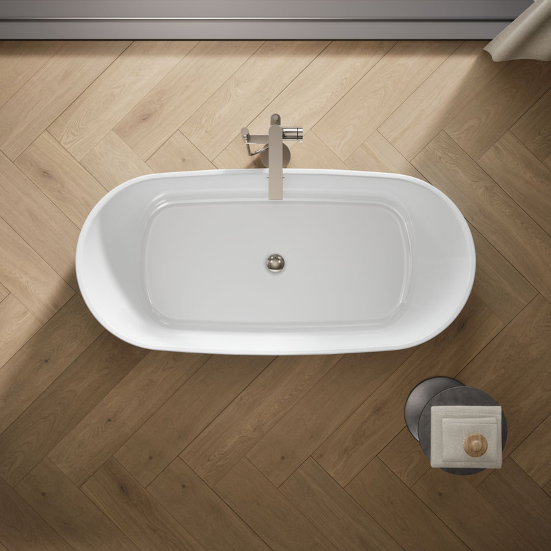 Ceric 60-In X 29-In Freestanding Bath With Center Toe-Tap Drain
