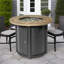 Foyer de table au gaz propane 30 po, foyer rond en acier de 50 000 BTU avec finition imitation grain de bois pour la terrasse extérieure du jardin - Noir-2118969844-2118969846