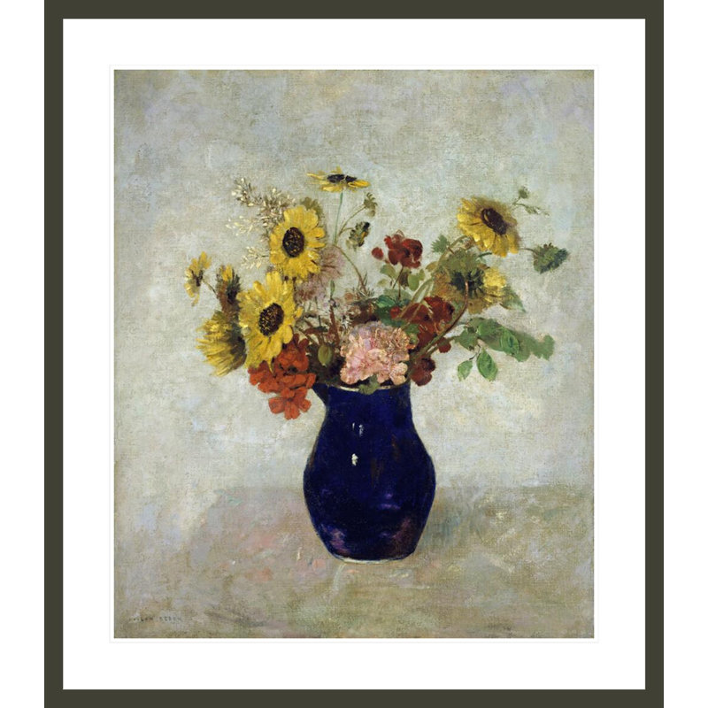 «Vase De Fleurs» par Odilon Redon, impression giclée sur cadre, H 38,33 po x l 33,5 po
