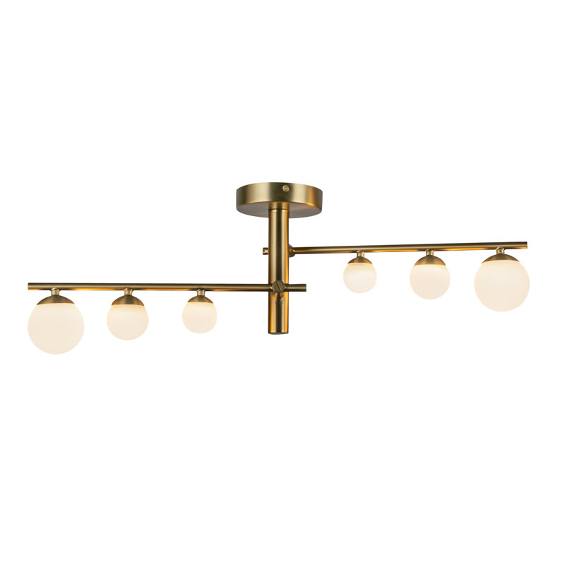 Cypress 2 Arm Opal Glass LED Semi-Flush, Brushed Gold
