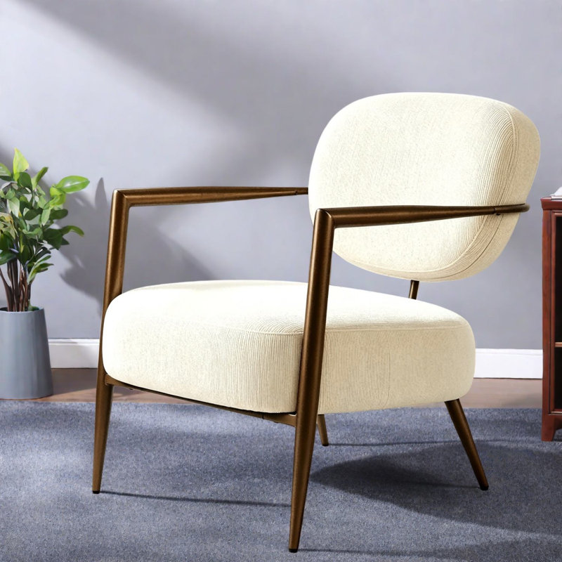 Chaises d'appoint confortables, chaise longue moderne en tissu blanc pour la maison