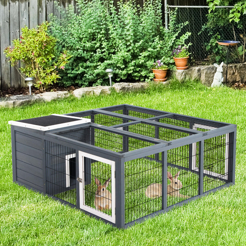 Gris imperméable - Cage à lapin pour petits animaux avec conception réfléchie et cage de ventilation, animaux de compagnie, spacieuse