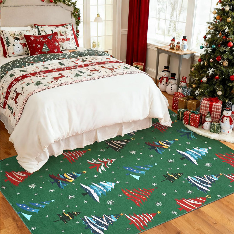 Tapis lavable antidérapant Christmas Tree, Rectangle 6 pi x 9 pi