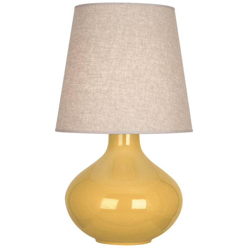 June Table Lamp, Buff Linen, Sunset Yellow