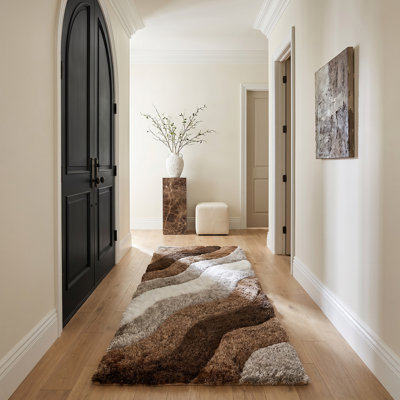 Garion Collection Brown Modern Area Rug