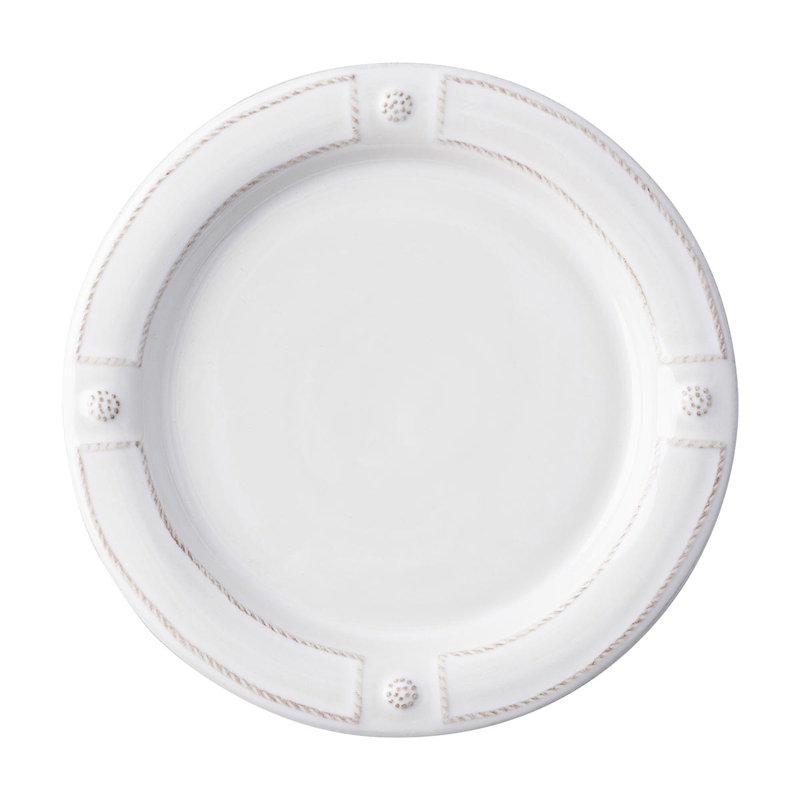 White Ceramic Embossed Cottagecore Salad Plate Set