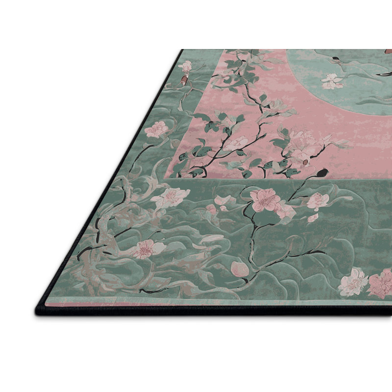 Tapis gris soyeux et moelleux, Rond 3 pi