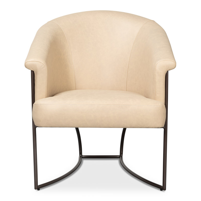 Nagel Upholstered Armchair, White Genuine Leather