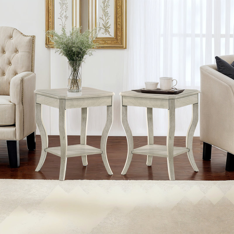 Shalene Solid Wood End Table, White