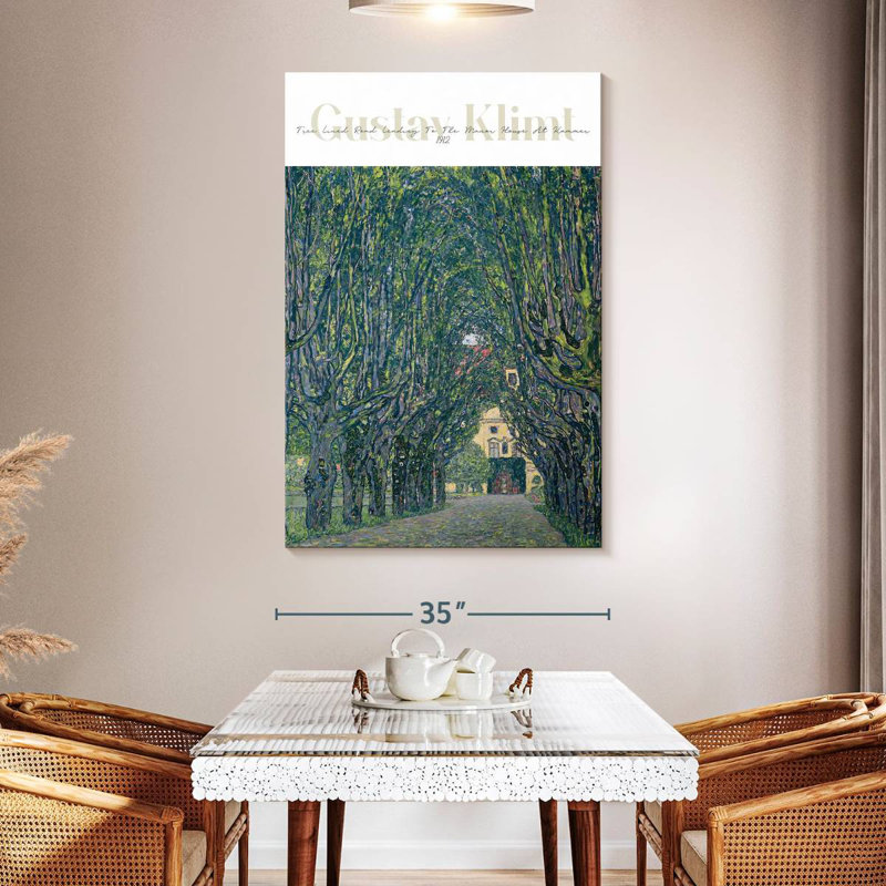 Affiche d'exposition arborée menant au manoir Klimt, H 51 po x l 34 po