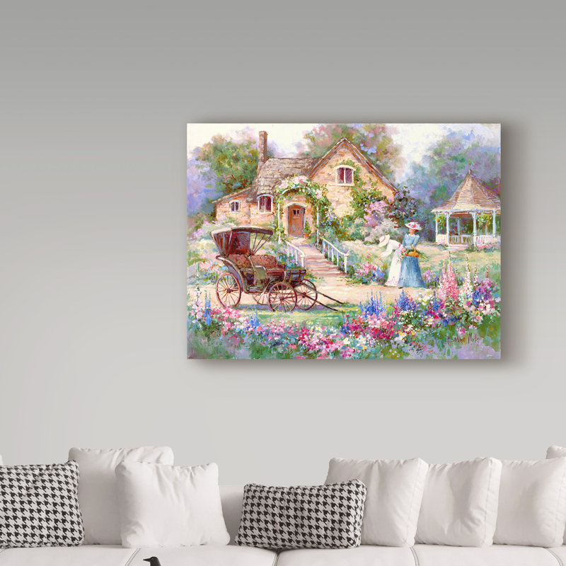 Cottage après-midi par Barbara Mock, reproduction sur toile, H 14 po x l 19 po x P 2 po