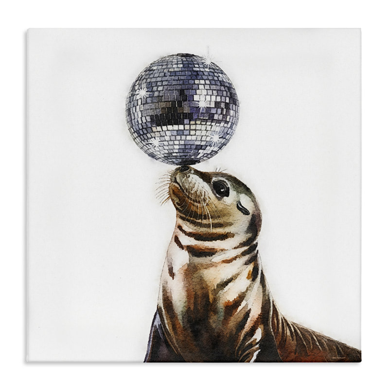 Toile Seal Balancing Disco Ball, design par Amanda Greenwood, 17" H x 17" W
