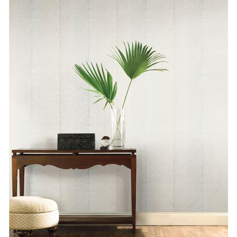 Papier peint Palm Palm, Blanc / argent