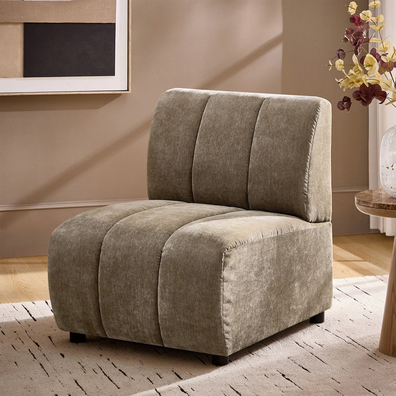Chaise d'appoint moderne en chenille 28 po Shalon, Selle de cuir