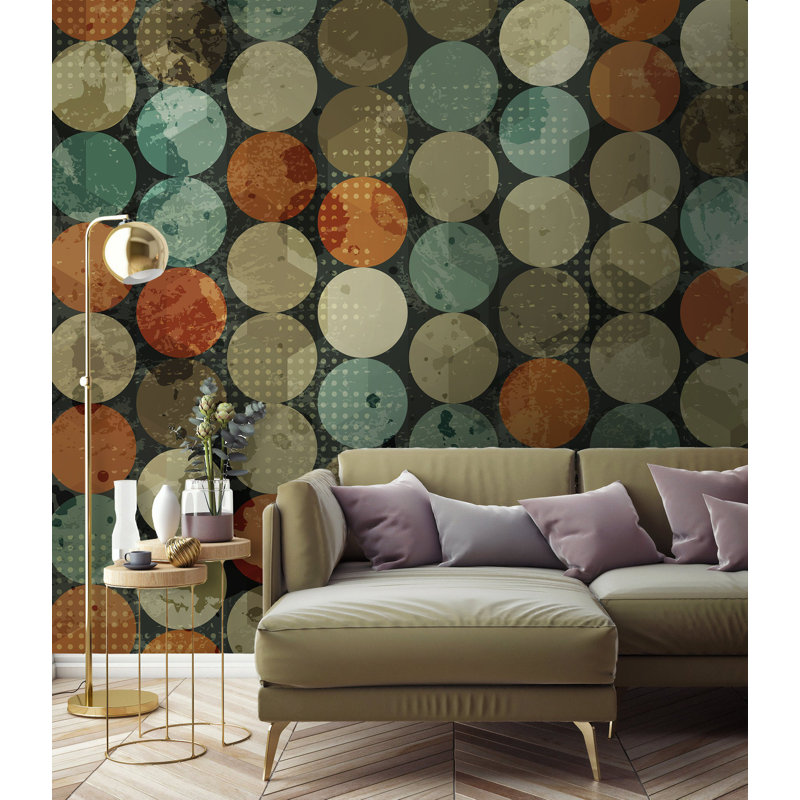 Papier peint amovible à pois géométriques, L 105,96 po x l 187 po
