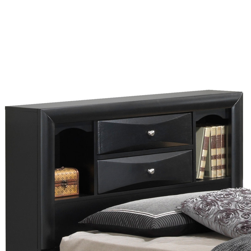 Lit contemporain élégant avec rangement, Simple, Noir