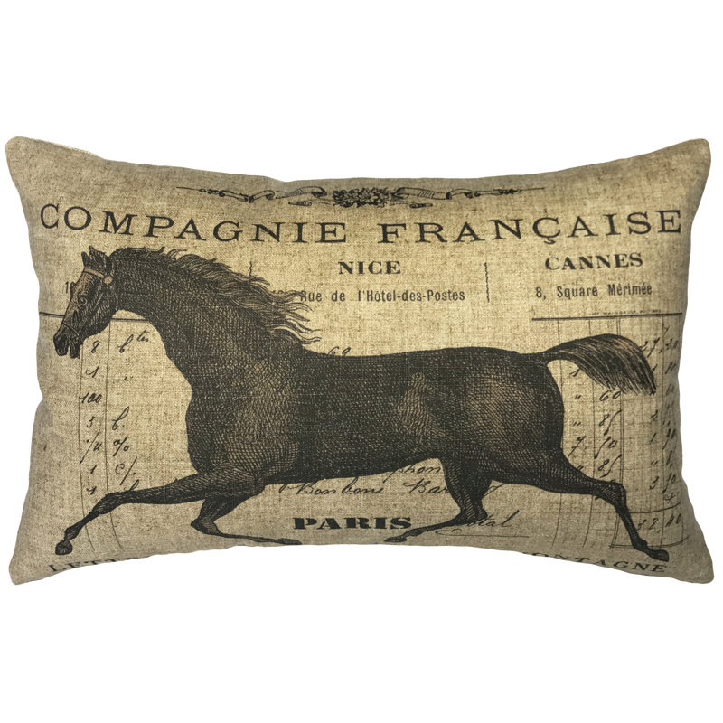  French Horse Linen Lumbar Pillow