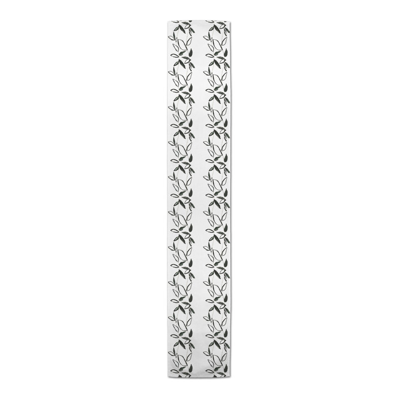 Black Leaf Stripes Table Runner, 90" L x 16" W