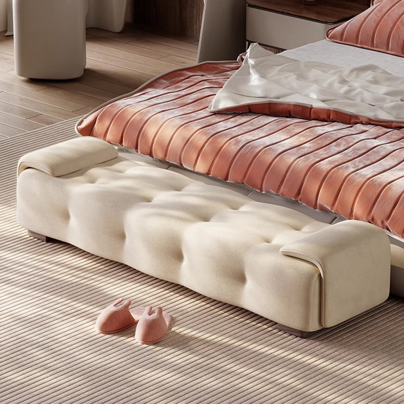 Banc rembourré, H 16,93 po x l 70,87 po x P 19,69 po, Blanc