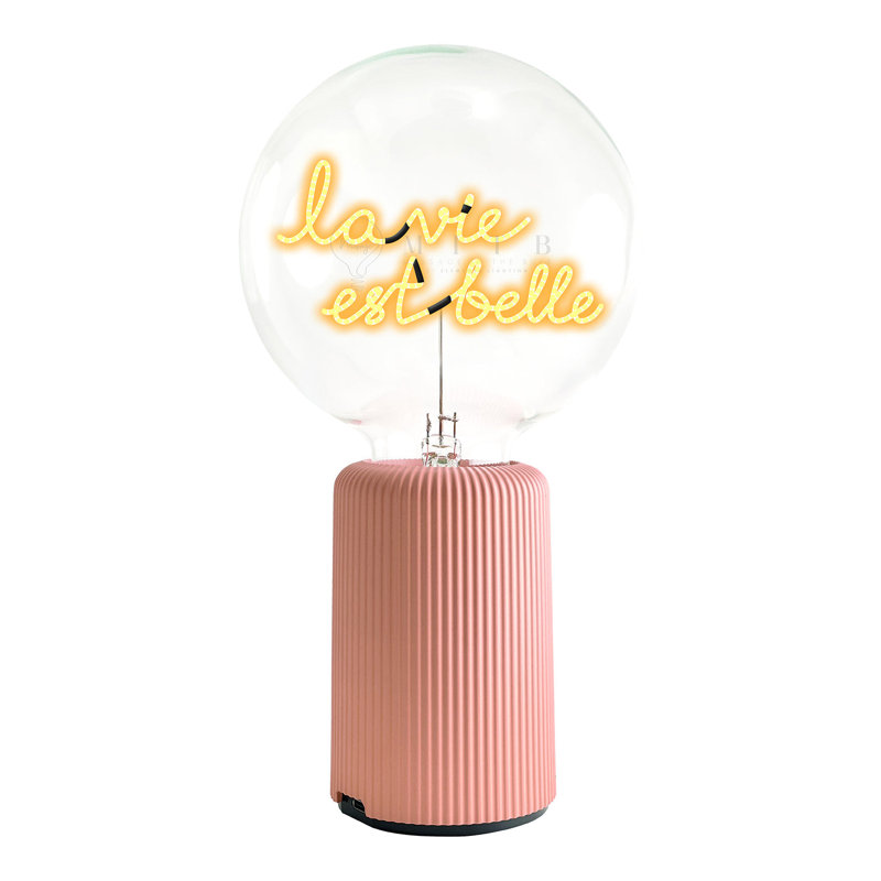 Ampoule LA VIE EST BELLE Lampe de table ambre avec base PORTABLE Pop Nomad, Rose, H 19 po x l 6,8 po x P 13 po