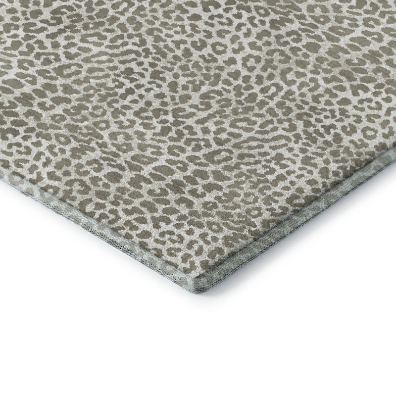 Premium Machine Washable Kishonna AMF43 Taupe Rug, Round 8'