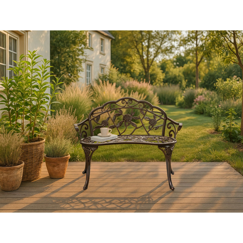 Aluminum Outdoor Bench, Brown