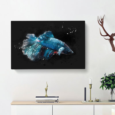 Blue Siamese Fighting Fish - Wrapped Canvas