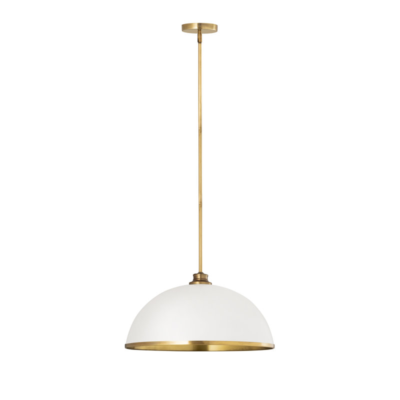 Luminaire suspendu 1 lumière Hagberg, Laiton frotté, Blanc mat, H 13 po x l 20 po x P 20 po